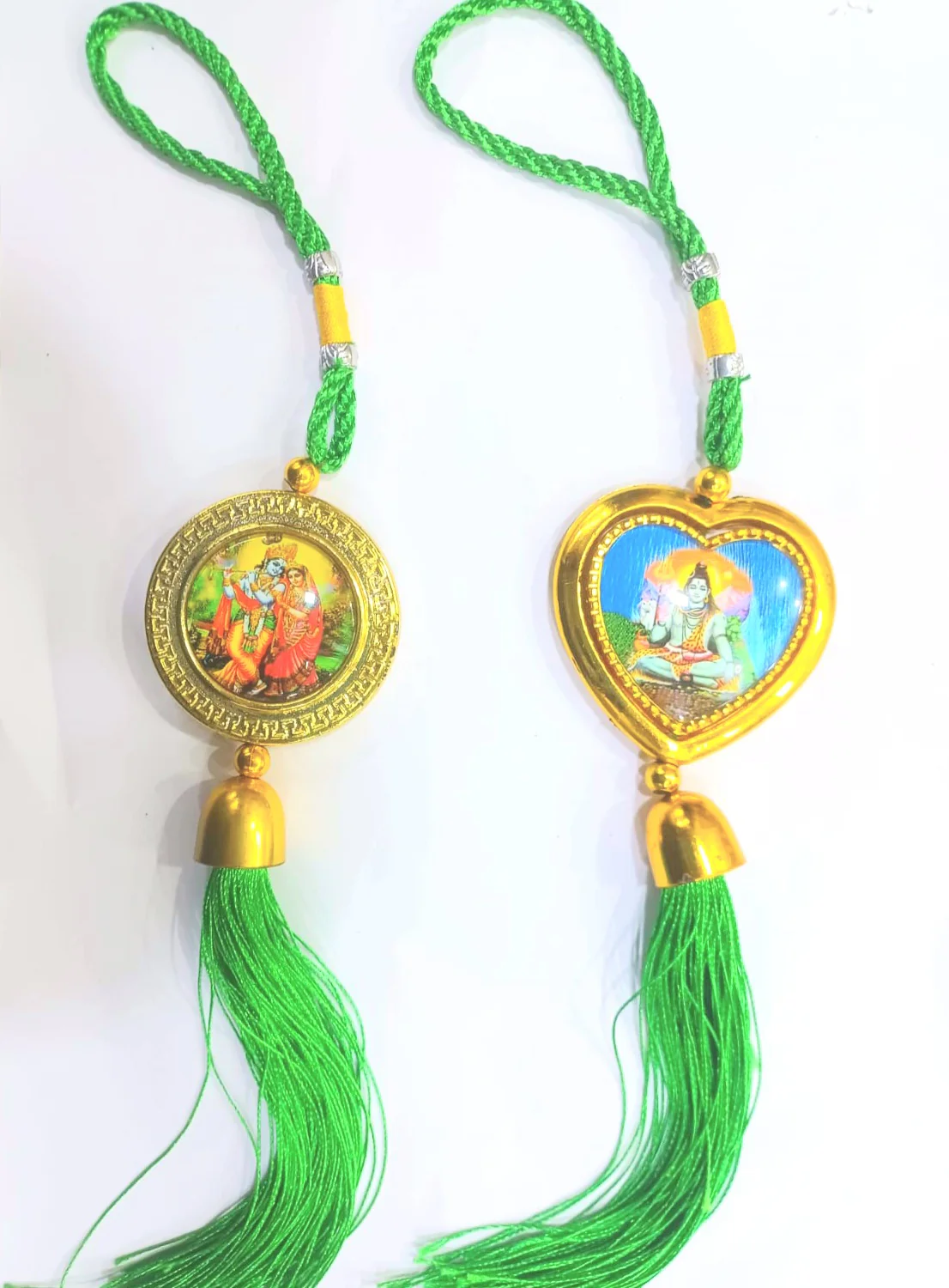 Devotional Car Hanging Heart & Circle Shape ( 2 Pcs Set)