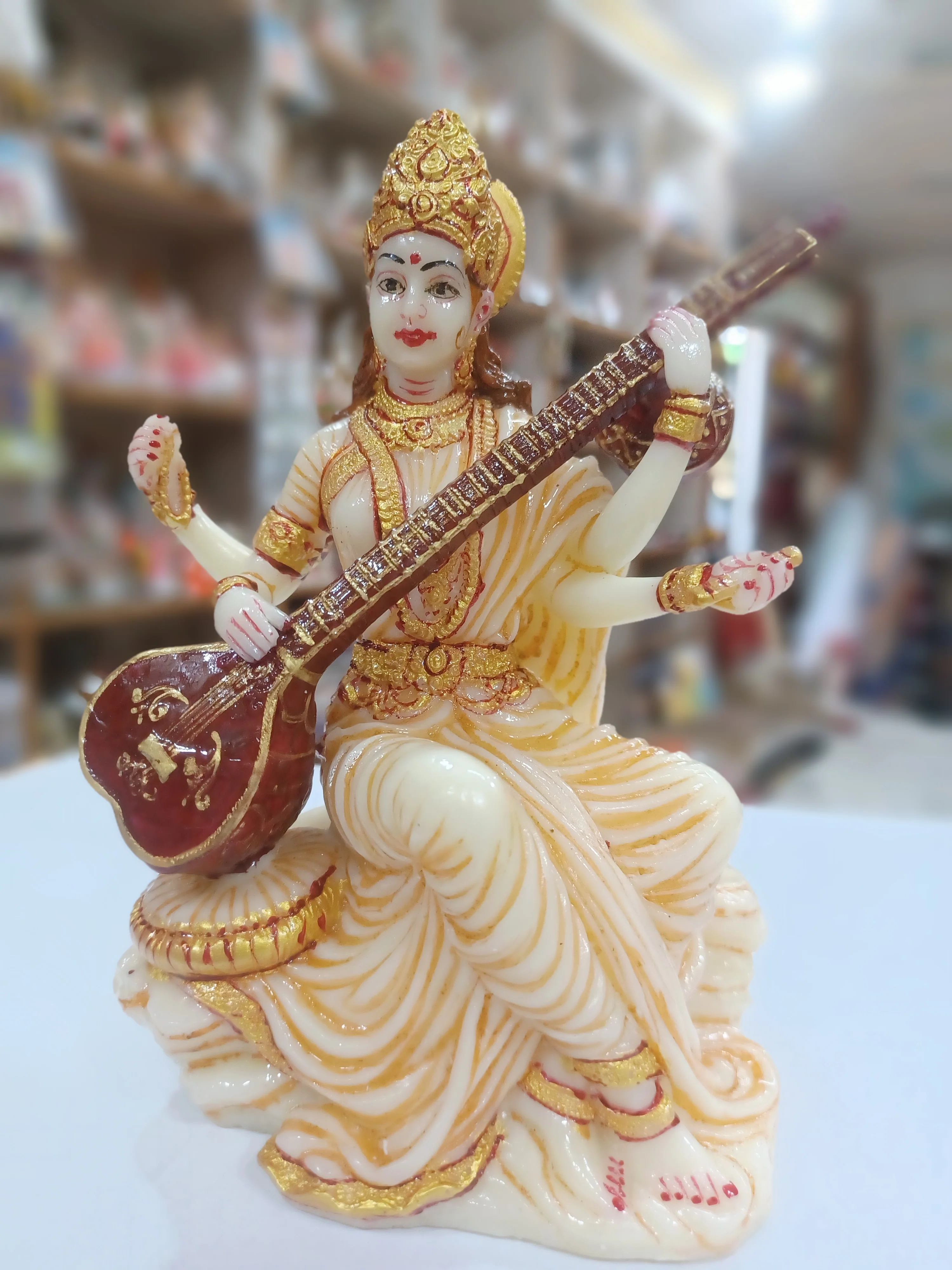 Marble Swarasati Murti  (5.5 Inches)