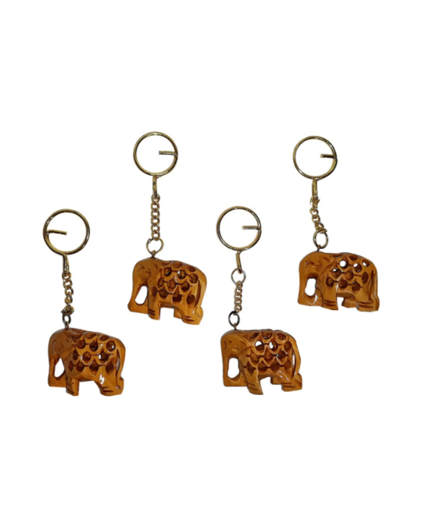 Wooden Elephant Keychain